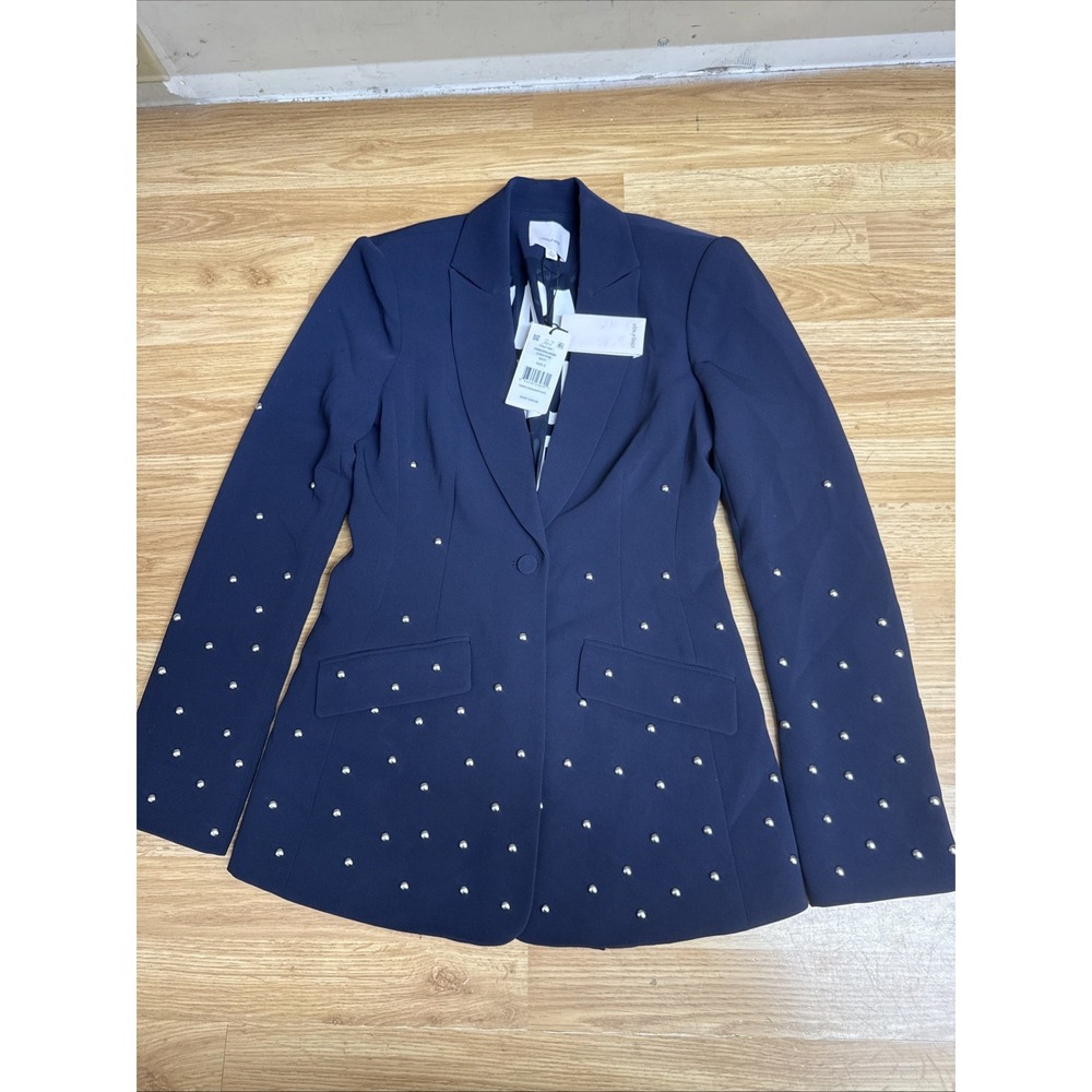 Cinq A Sept Studded Estelle 1 Button Blazer Navy Blue Size 0 NWT
